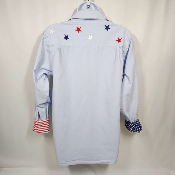 The Quacker Factory Red White & Blue Women's Button-Up Embroidered Stars Small - Picture 4 of 9